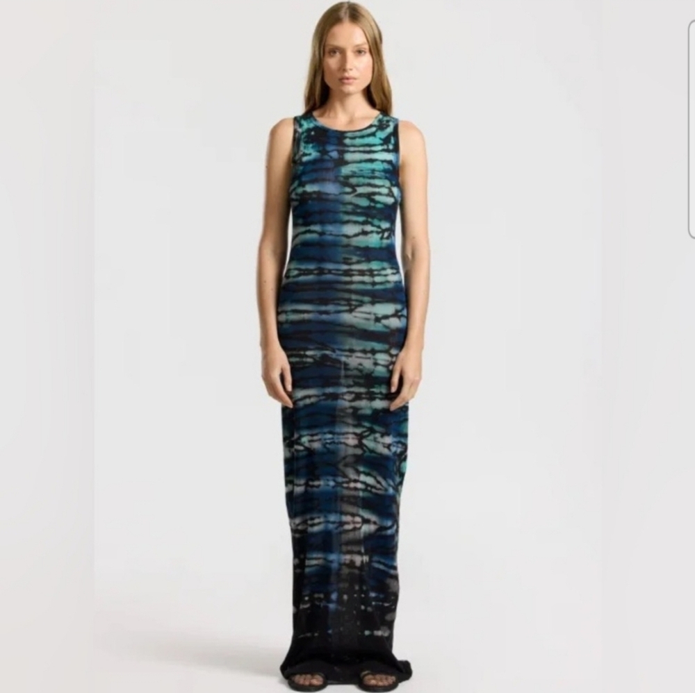 Cotton Citizen Tie-Dye Rio Maxi Dress/Sheer Size MEDIUM